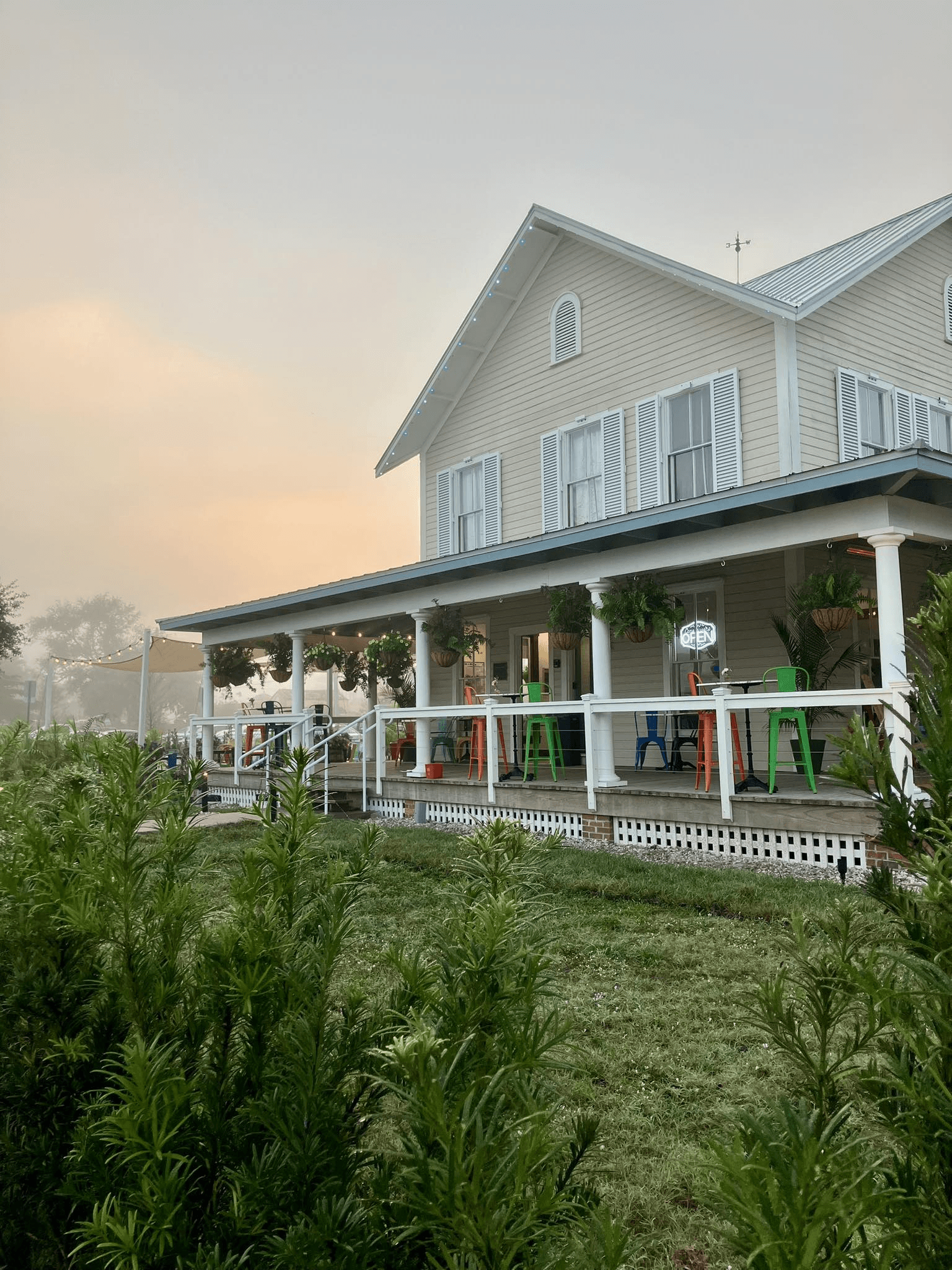 The wraparound porch at Lord-Higel's Coffee House